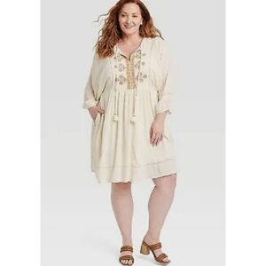 NEW Knox Rose Bishop 3/4 Sleeve A-Line Dress